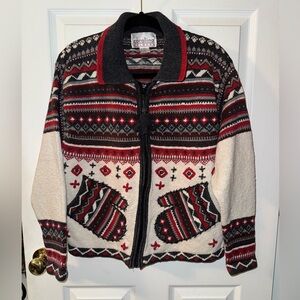 Carolina Colours WinterThemed Zip Front Cardigan Large